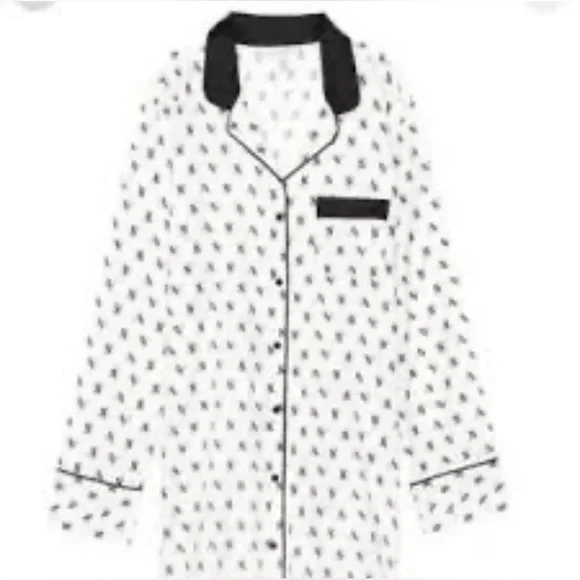 Victoria's Secret Monogrammed Black and White Sleep Shirt Flannel - Picture 2 of 5